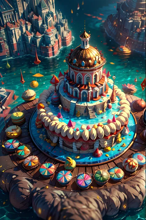 100 mm lens, cinematic shot, award winning cgi, perfect angle,

{island full of sweets and cakes, middle of the ocean, celebrati...