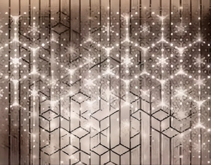 There is a picture of a wall，It has a star pattern on it, Geometric background; LED, Refractive rays and flashes, Fractive strips and flashes, intricate sparkling atmosphere, Refracted sparks, Sparkle, Sparkling multifunctional ornaments, Beautiful design,...