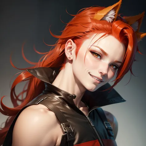 Anime boy maned-wolf sidecut redhead smirking