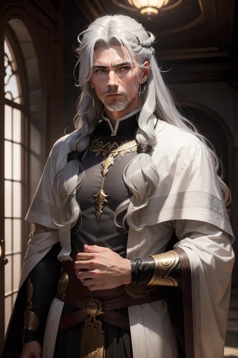 God of a gray-haired long-haired young man