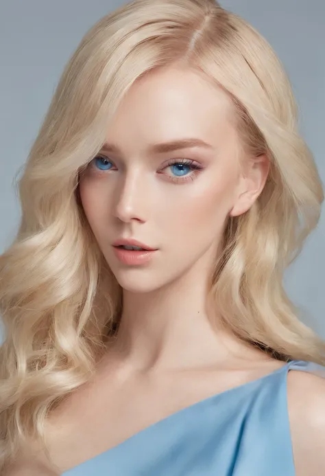 Ultra-realistic, Blonde Hair, Blue Eyes, girl wearing dress