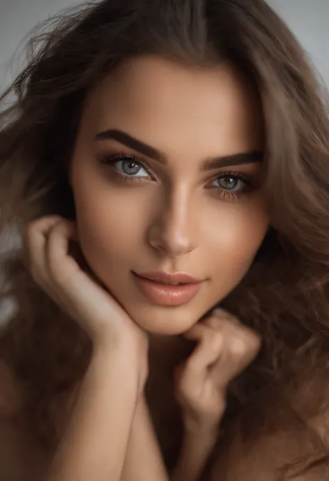 arafat woman , big tits, sexy girl with brown eyes, portrait Sophie Mudd, brown hair and big eyes, young woman selfie, bedroom eyes, purple myers, no makeup, natural makeup, looking directly into the camera, face with artgram, subtle makeup, stunning full ...