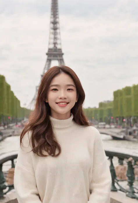 (8K、top-quality、​masterpiece:1.2)、 (realisitic、Photorealsitic:1.37)、 ultra-detailliert、DJ Soda、 1 girl in、full body Esbian、Wearing a turtleneck sweater and skinny jeans、Stand in the streets of Paris with the Arc de Triomphe in the background、 cute little、独...