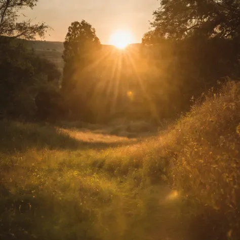 Encontre o Sol em Si. The inner Sun you encounter illuminates the outer path you walk. scenic view, foto utra realista. Humano, por do sol.