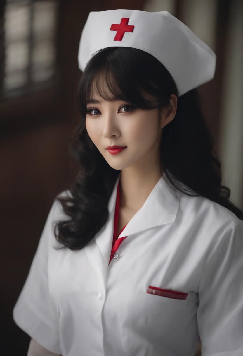 nurse、Asian Beauties、full bodyesbian、nurses uniform、Black long hair、eyes large、