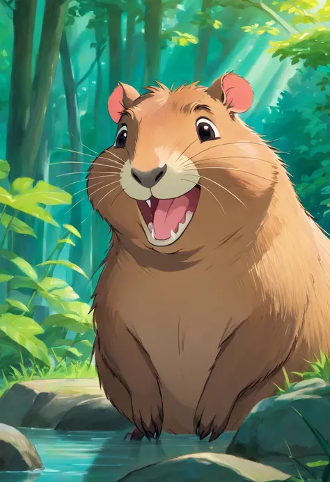 A capybara smiling