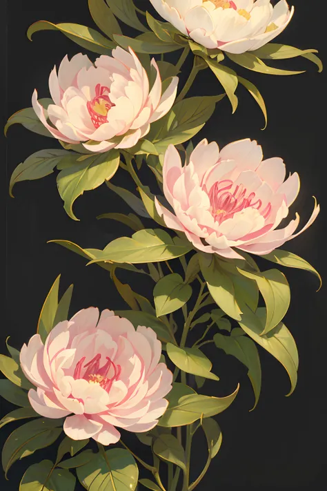 Vintage Victorian style　Precise botanical encyclopedia (best quality:1.2), (detailed:1.2), (masterpiece:1.2), vintage botanical illustrations of peonies, peony flowers