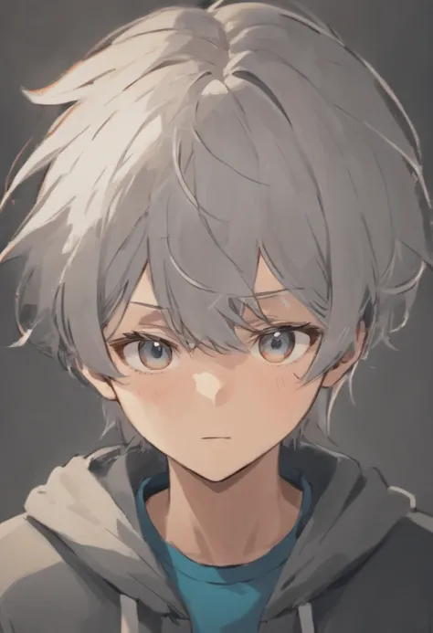 (Boy with gray hair, Strong gaze, Perforated teenager:1.2）Hairstyle reference，Shigego Gojo