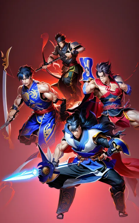 Many Three Kingdoms characters, Warring states , ninja scroll anime style, warriors fan art, hero 2 d fanart artsation, official fanart, Fan art, video game fanart, league of legends style art, ninjartist, Inspired by Masamune Shirow, full art illustration...