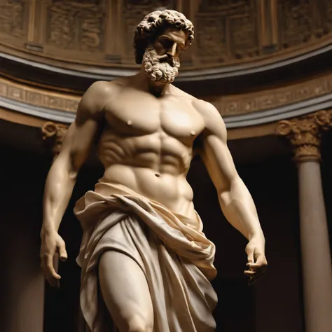 beste-Qualit, Master part, ultra-high-resolution, (Realistic Photography:1.4), Philosopher of Epictetus in the form of a Greek statue, Raised waist, Position imposante