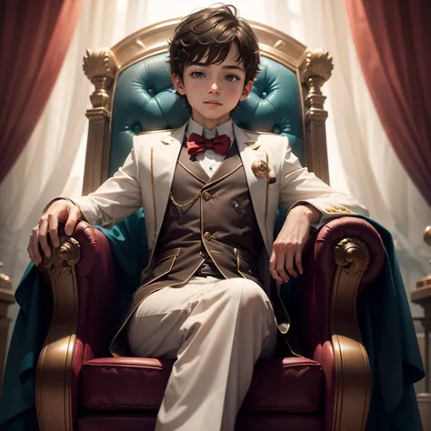 Handome boy, smart boy sitting on throne