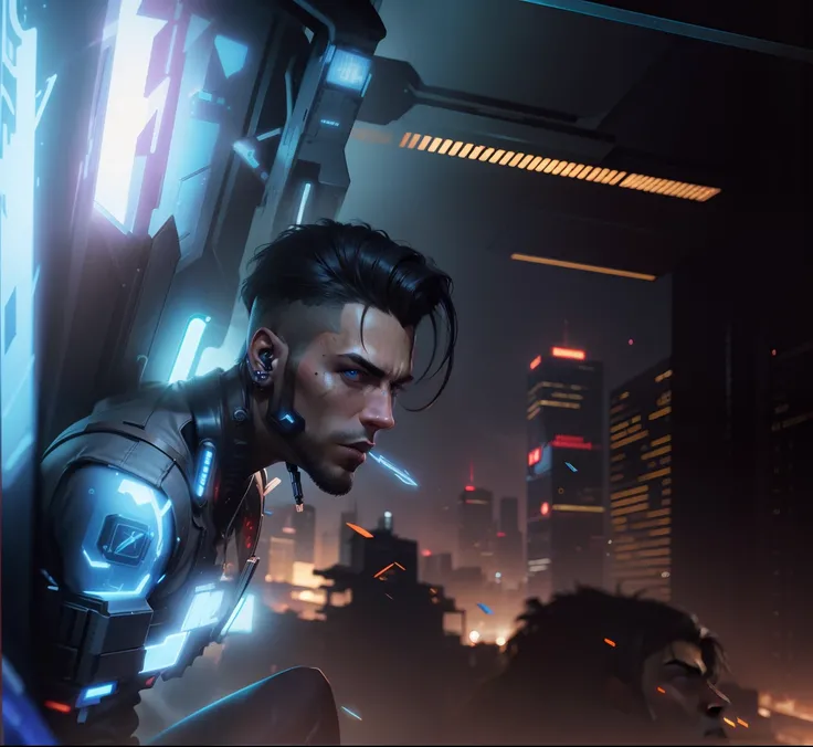 Change background, cyberpunk, realistic face, avatar, handsome boy, 8k