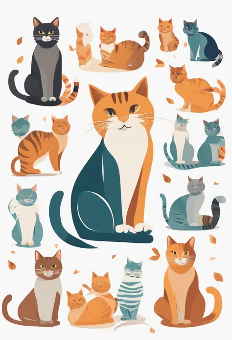 Cats, A logo、hight resolution, Flat Avatar, white backgrounid, simple background,