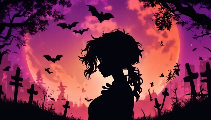 (Silhouette Art,cutouts:1.6)
(((Paper cutting art,A world where only black exists:1.3)

(Cowboy Shot),1 girl,Solo,
(Girl in a witchs hat,profile:1.2),white, Clear and beautiful face,The Moon Behind、Jack-o-lantern、Bats

break
(Purple Moon)
Textured glass ba...