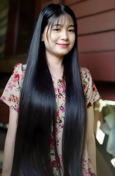 arafed woman with long black hair standing in front of a house, with long hair, very long black hair, long black hair, black long hair, girl with super long hair, long black shiny hair, female with long black hair, with long black hair, asian girl with lon...