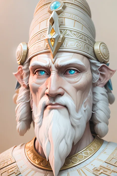 annunaki sumerian god, white background, portrait, digitial painting，3D character design by Mark Clairen and Pixar and Hayao Miyazaki and Akira Toriyama，4K HD illustration，Very detailed facial features and cartoon-style visual