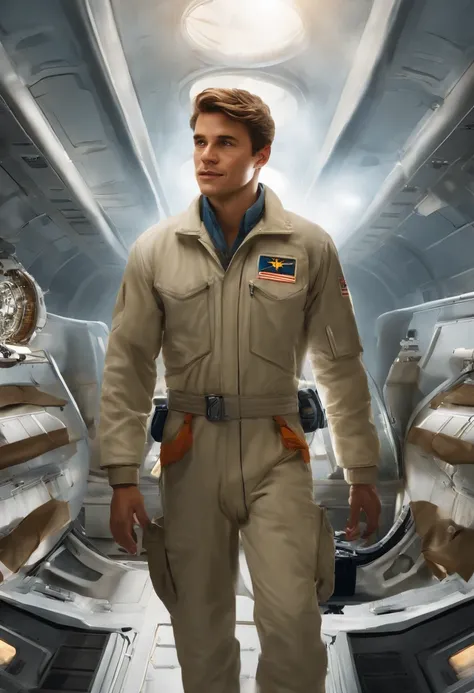 You are welcome, Create an illustration, representing the modern history of the "Flight of Icarus", contextualized in 2023;. In the image, show a young man named Max, The son of an aerospace engineer-instructor, Flying on a state-of-the-art suborbital airc...