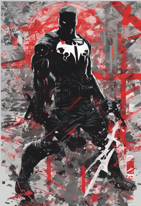 The Punisher as a teenager , style anime berserk