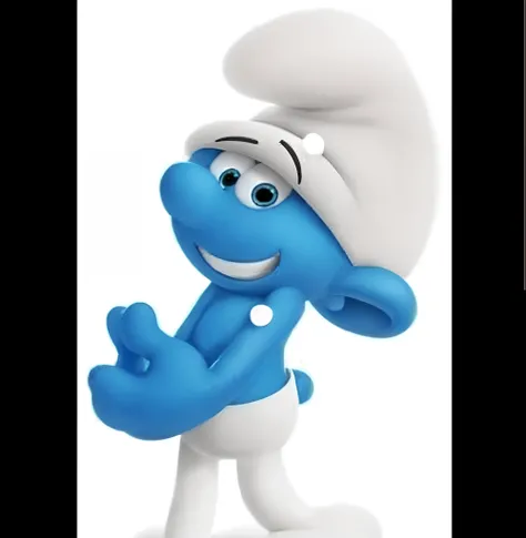 a cartoon Smurfe with a hat and a white shirt, Smurf, 😃😀😄☺🙃😉😗, 🐎🍑, ❤🔥🍄🌪, Representado como um personagem da Pixar, como um personagem claymation, com pele azul, Sony Pictures Animation, she has pale blue skin!!!, 🐋 as 🐘 as 🤖 as 👽 as 🐳