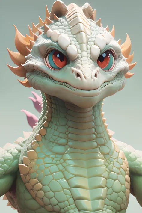 reptilian god, white background, portrait, digitial painting，3D character design by Mark Clairen and Pixar and Hayao Miyazaki and Akira Toriyama，4K HD illustration，Very detailed facial features and cartoon-style visual