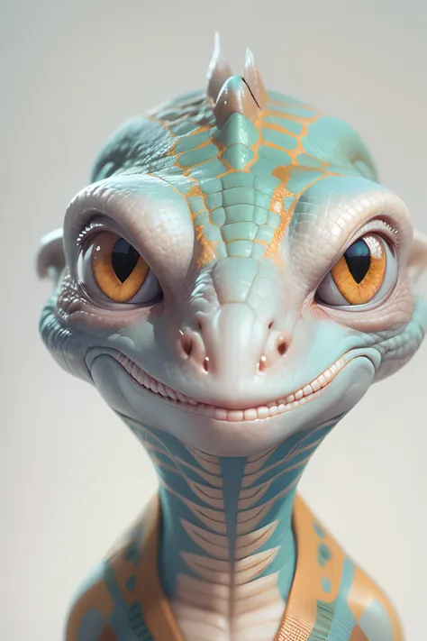 reptilian alien, white background, portrait, digitial painting，3D character design by Mark Clairen and Pixar and Hayao Miyazaki and Akira Toriyama，4K HD illustration，Very detailed facial features and cartoon-style visual