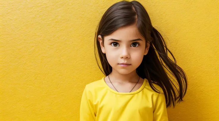 A girl Wearing yellow clothes isolated on yellow background