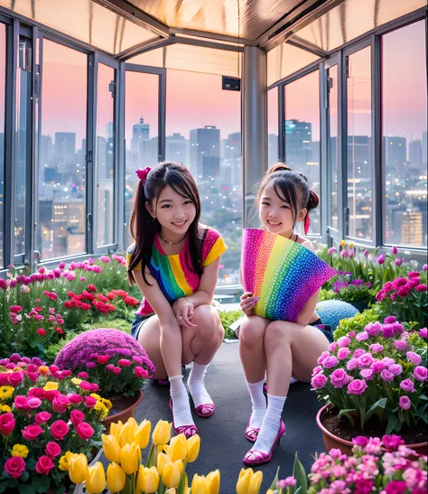 180th floor infinity pool，The tallest building in the urban forest，Around bonsai，Luo Han Song，coconut palms，tulips，Rose flower，Tease alpacas to play，There were five little girls wearing openwork translucent stockings，Pouting and smiling，is shy，Pinch your c...