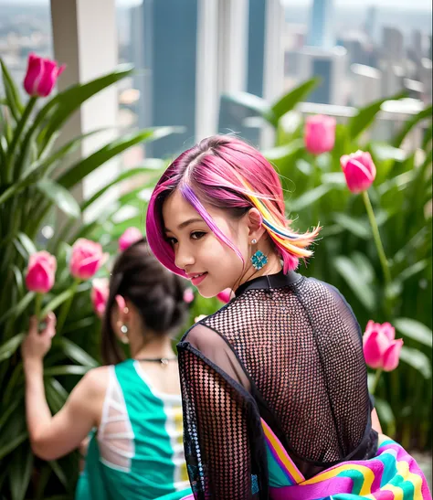 180th floor infinity pool，The tallest building in the urban forest，Around bonsai，Luo Han Song，coconut palms，tulips，Rose flower，Tease alpacas to play，There were five little girls wearing openwork translucent stockings，Pouting and smiling，is shy，Pinch your c...