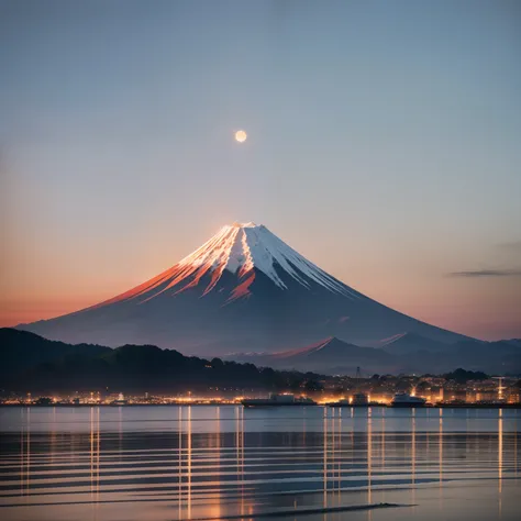 mont. mont. Mt. Fuji at sunrise can be seen beyond Enoshima