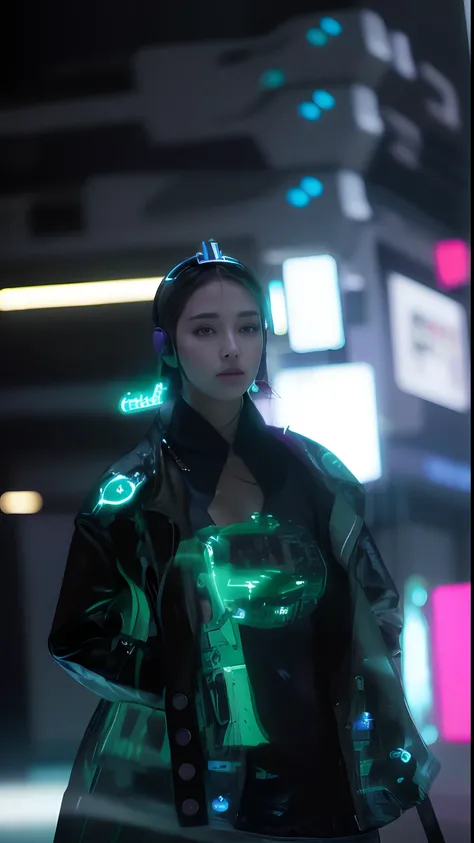 cyber girl in a black leather jacket and headphones standing in a dark room, hyper-realistic cyberpunk style, cyberpunk 2 0 y. o model girl, cyberpunk art ultrarealistic 8k, cyberpunk beautiful girl, dreamy cyberpunk girl, female cyberpunk anime girl, cybe...