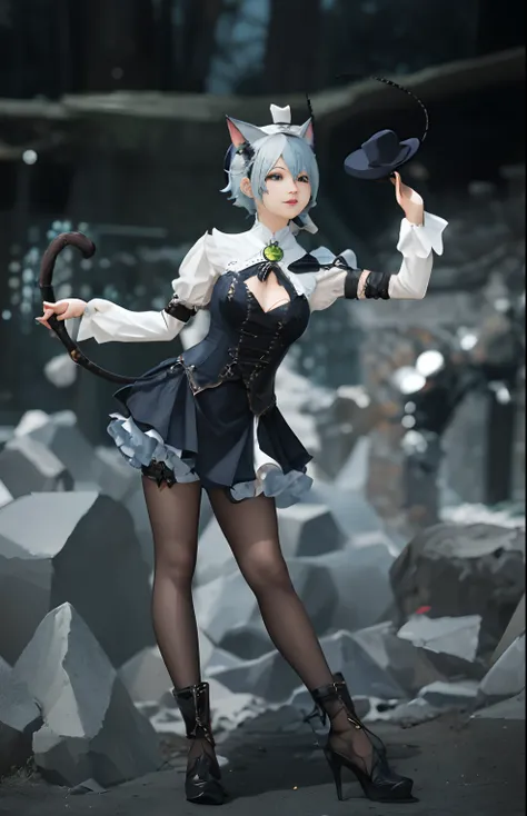 There was a woman in costume with a hat and whip, Anime girl cosplay, 2b, 2 b, Anime cosplay, cosplay, cosplay foto, professional cosplay, Gorgeous Role Play, From Lineage 2, by Yang J, cosplay of a catboy! maid! dress, fantasy character photo, By Leng Mei...