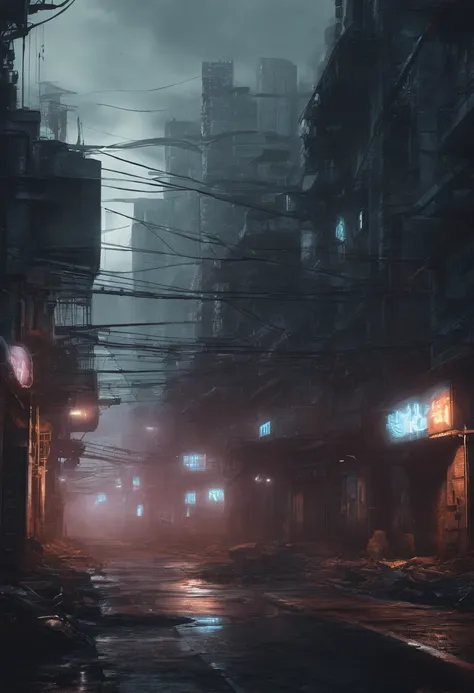 A futuristic street with Halloween heads, cores neon, estilo cyberpunk, 8k