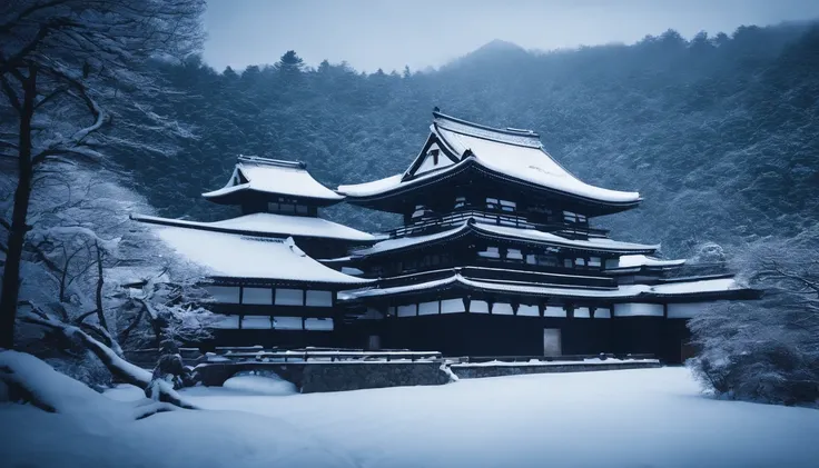 Japan castle,Snowy landscape in winter