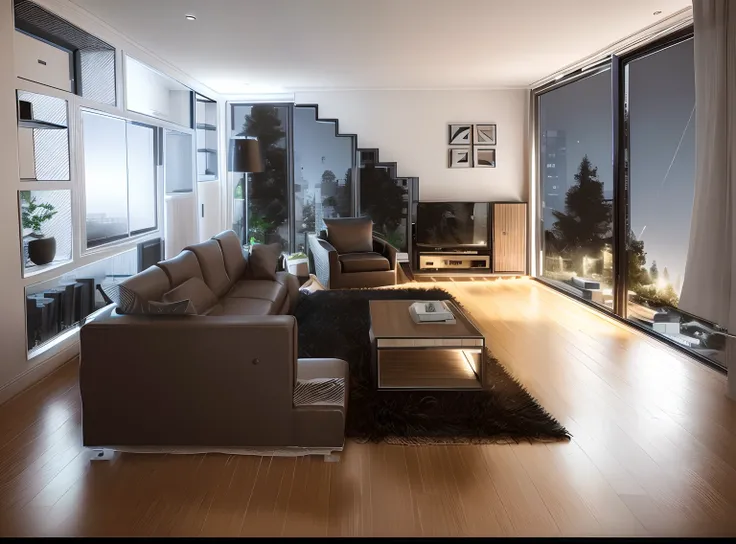 modern theme, living room design, high quality, photorealistic