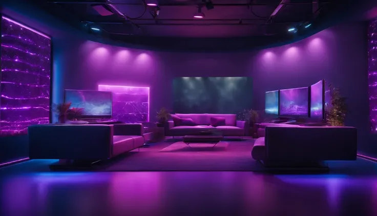 8k TECH COMPANY with lots of purple lights