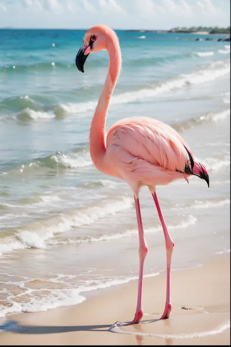 Flamingo on the beach