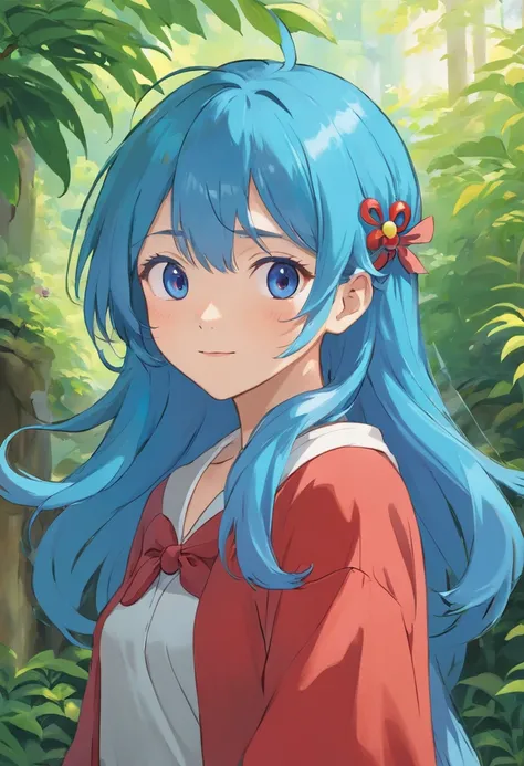 blue hairs: Try to have bright blue hair。
- Red skajans: Wearing a red skajan。It is good to have a design and pattern in the skajan。
- facial features;: Please let me know if there are any specific features or expressions on the characters face.。
-pose: In...