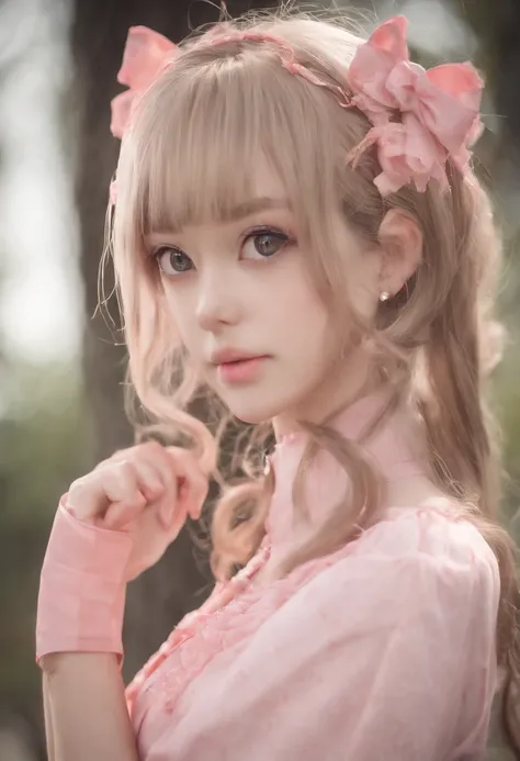 loli anime girl wearing pink wet clothes, realistic shadows, detailed skin, very small breasts, black hair, hair ribbon, very detailed, 8k highly detailed face, perfect face shape, perfect lips, perfect nose, correct beautiful eyes, watching viewer, master...