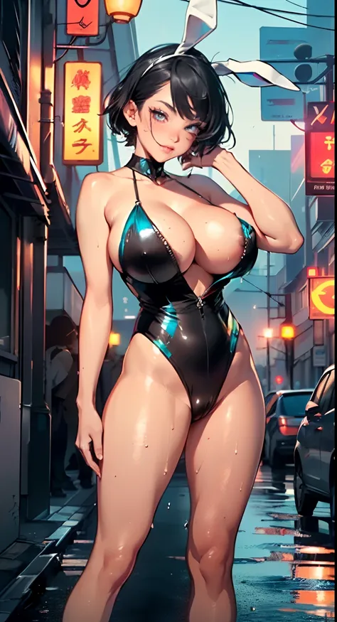 cute bunny girl,(((1girl))),((bunny girl with extremely cute and beautiful black hair)),(((bunny girl,anthro furry cute,bunny-girl,bunny ears,bunny ears on head,big bunny ears))),


(large breasts:1.4),saggy breasts,(((black hair:1.35,colored inner hair,ea...