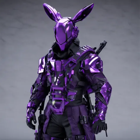 Knight Jackalope, short purple hair, jackalope antlers, dark armor(masterpiece, best quality)