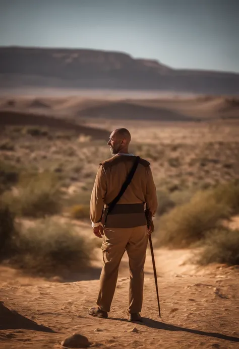 Abraham in the Wilderness, Povo de Israel no deserto. Cinematic lighting, profundidade de campo, Bokeh, realismo, fotorrealista, hiper-realismoo, fotografia profissional, UHD, DSLR, HDR