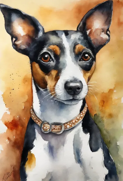 (obra-prima, mejor calidad),1rat terrier sentando esperando a que su amo venga