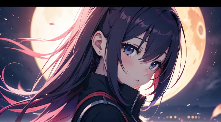 Menina animetriste, uma jaqueta vermelha e branca, Estilo anime 4K, 4k anime wallpapers, 4k anime wallpapers, papel de parede anime 4k, arte de anime digital detalhada, Melhor Anime 4K Konachan Wallpaper, Anime Art Wallpaper 4K, Anime Art Wallpaper 4K, Ani...