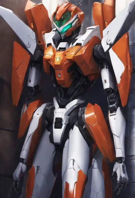 Masterpiece, Best quality, Ultra-detailed, illustration, 1girll, Highly detailed Evangelion costume, (Large robot background), Detailed skin texture, Beautiful detailed face, Intricate details, Ultra detailed