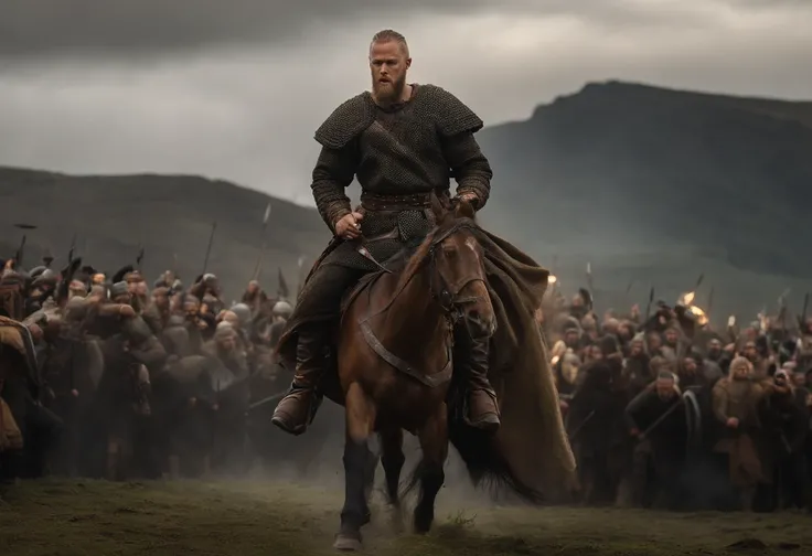 ragnar lothbrok comandando uma batalha,