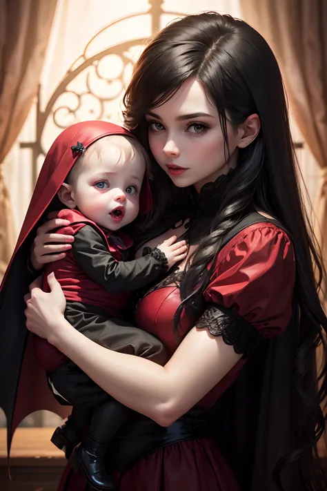 baby vampire being held and protected by a vampire mom