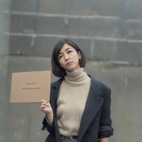 Woman holding placard