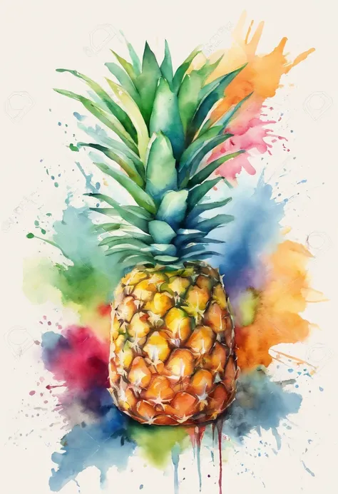 Watercolor for t-shirt design, pineapple