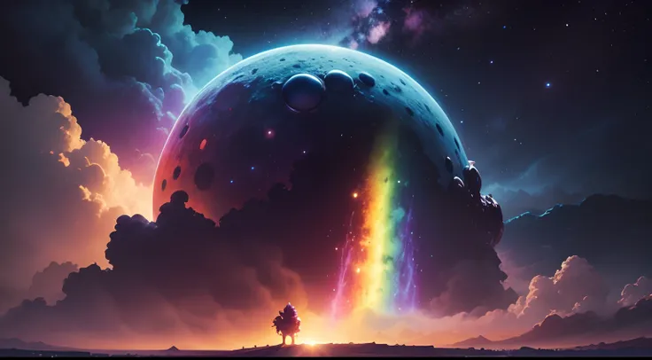 monster , space, colorized, rainbow, pixar