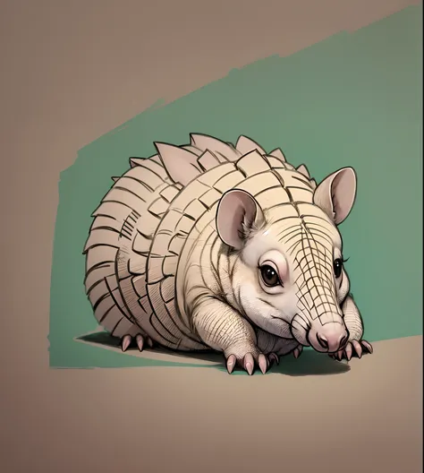 Kawaii style drawing in pastel colors of an armadillo looking at the camera and smiling, solid background of a random pastel color, fofo, estampa de samiseta, nft, desenho detalhado, 2d, vetor, formato quadrado, Ratio 1:1 --auto --s2